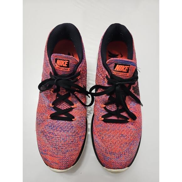 Nike Womens Shoes Flyknit Lunar 3 Size 9.5 Athletic Sneaker Running Bright Pink - Picture 2 of 6